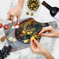 thumbnail image 4 of Dragon Cutting Board, Chinese Horns Mane and Claws Flower Ornament Mythical Creature Monster, Decorative Tempered Glass Cutting and Serving Board, Wine Bottle Shape, Yellow Blue, by Ambesonne, 4 of 5