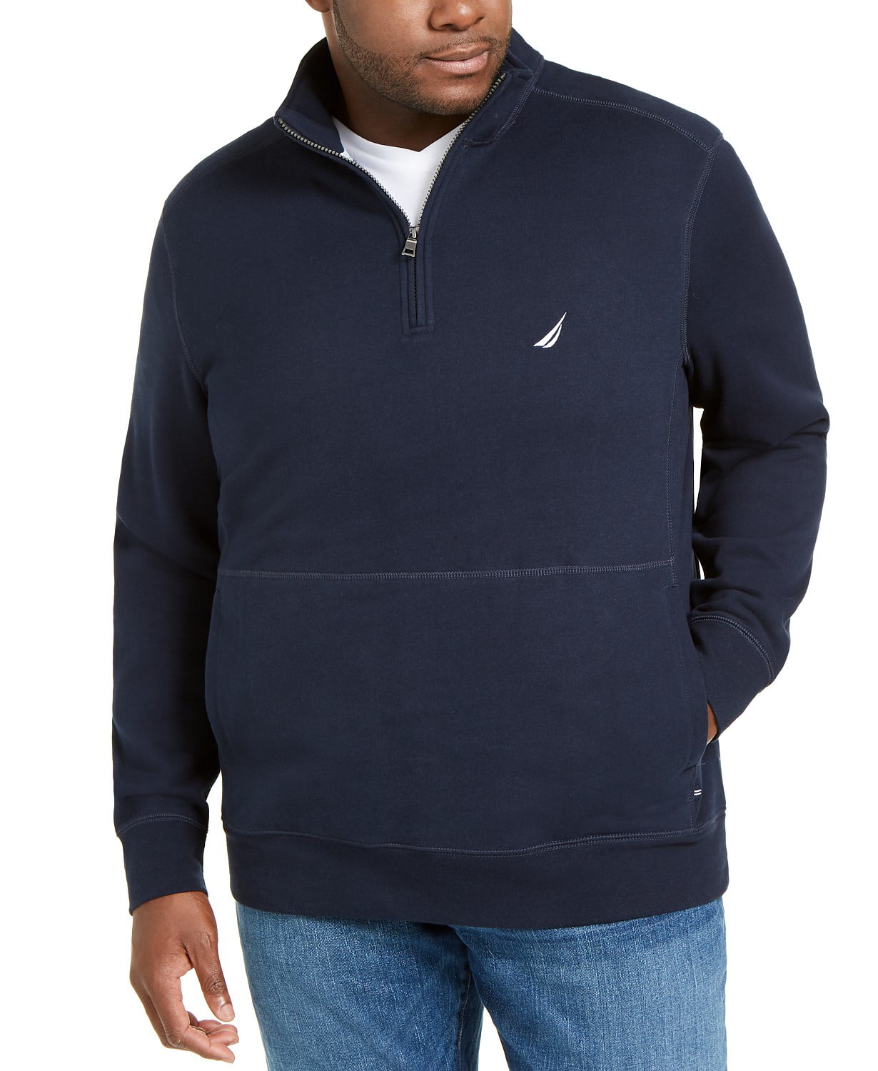 Nautica Men's 1/4 Zip Pieced Fleece Sweatshirt 