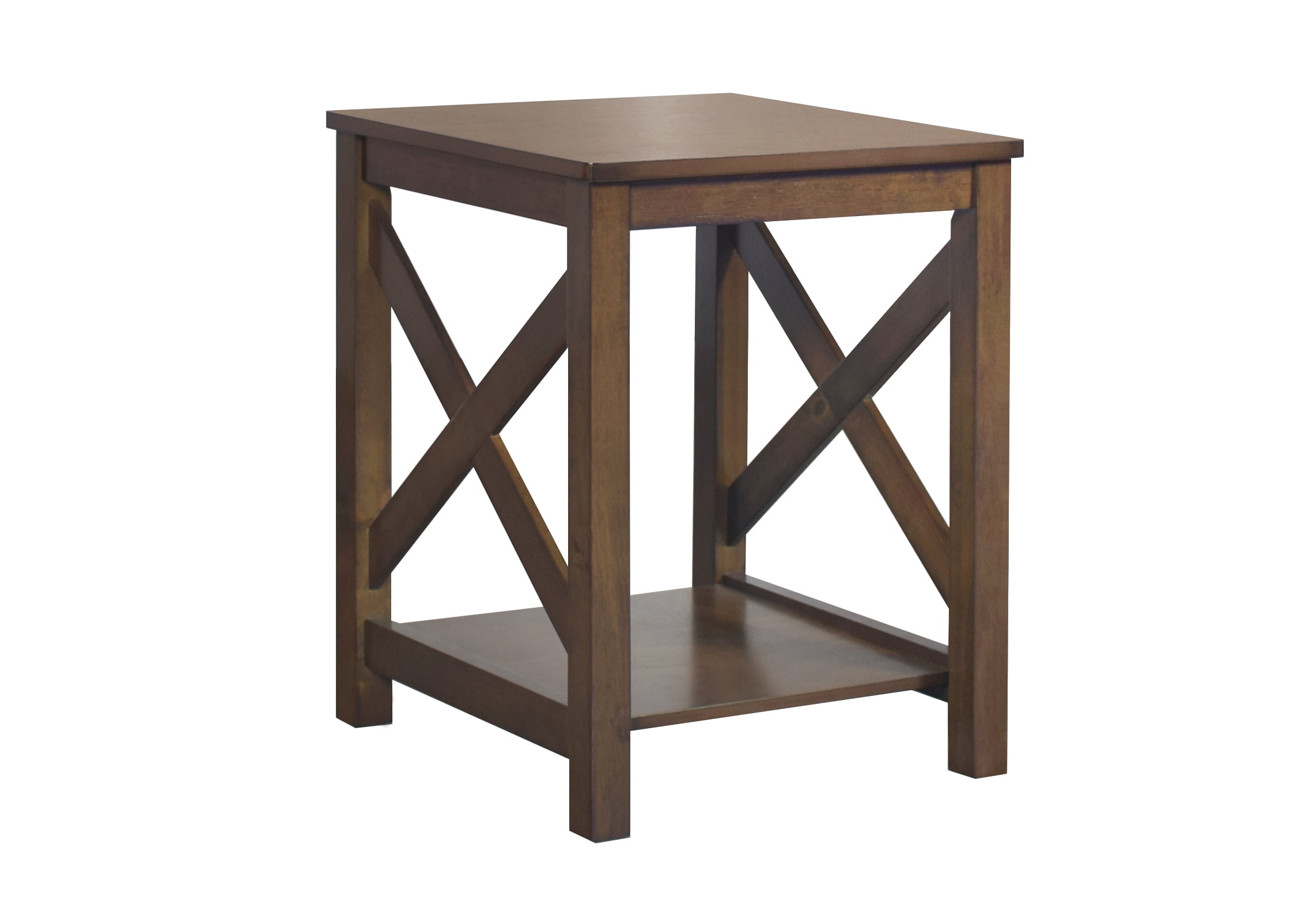 Home Design Novato 3-Piece Coffee Table Set with Rectangular Coffee Table and 2 Matching End Tables, X-Shaped Side Design with Open Shelf for Modern Living Room, Brown