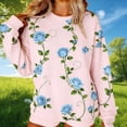 thumbnail image 2 of Jinhomg Valentines Sweatshirts for Women Oversized Cute Rose Graphic Pullover Sweat Shirt Long Sleeve Valentine' Day Shirts Trendy Casual Y2K Outfits Pink S, 2 of 7