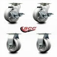 thumbnail image 2 of 4 Inch V-Groove Semi Steel Caster Set with Bronze Bearings 2 Brakes 2 Rigid SCC, 2 of 2