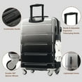 thumbnail image 3 of Yougu Hard Shell Luggage Set of 3 with USB Port, Airline Certified Carry-on Luggage,black, 3 of 9