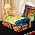 thumbnail image 6 of Homewish Vintage Tree Of Life Zipper Queen Comforter Set with Fitted Sheet and 2 Pillowcases,Colorful Glass Dots Zipper Bedding Set,Yellow,Black Reversible,4pcs, 6 of 8