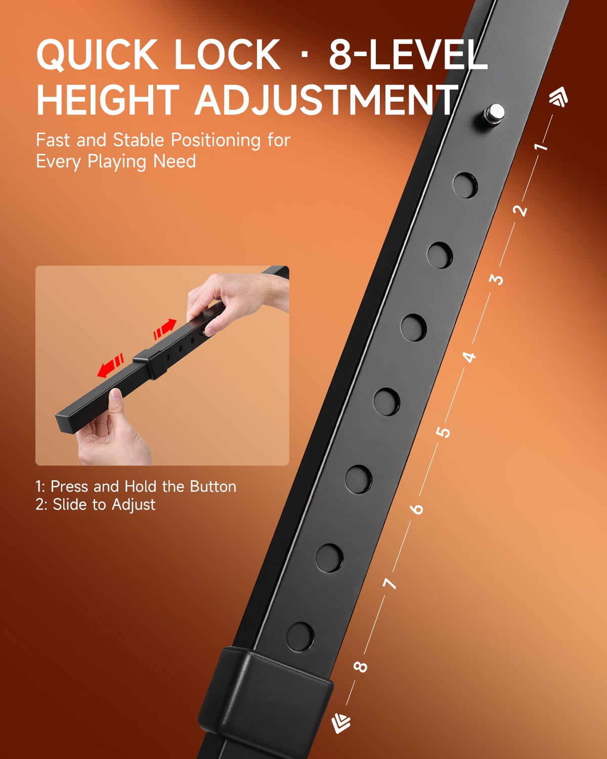 Donner DKS-200 Keyboard Stand - 8-Level Height Adjustment, 180° Angle Control, Anti-Slip Pads, Heavy-Duty Steel, for Home & Studio, Black