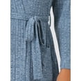 thumbnail image 4 of DARING DIVA Knit Robes Ribbed Tie Waist Knee Length Sleepwear S Blue, 4 of 6