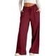 thumbnail image 1 of Ploknplq Wide Leg Pants Women,Palazzo Pants for Women,Womens Dress Pants,Leisure Lacing Solid Color Waist Waist Wide Leg Casual Pants,Business Casual Outfits for Women,Pants for Women Red 2XL, 1 of 4