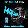 thumbnail image 3 of Men’s military smartwatch, 1400mAh battery, LED light, compatible with Android and iPhone , Fitness tracker, 2.1-inch, Making/Receiving calls, over 120 sports modes, IP68.smartwatch gift, 3 of 8