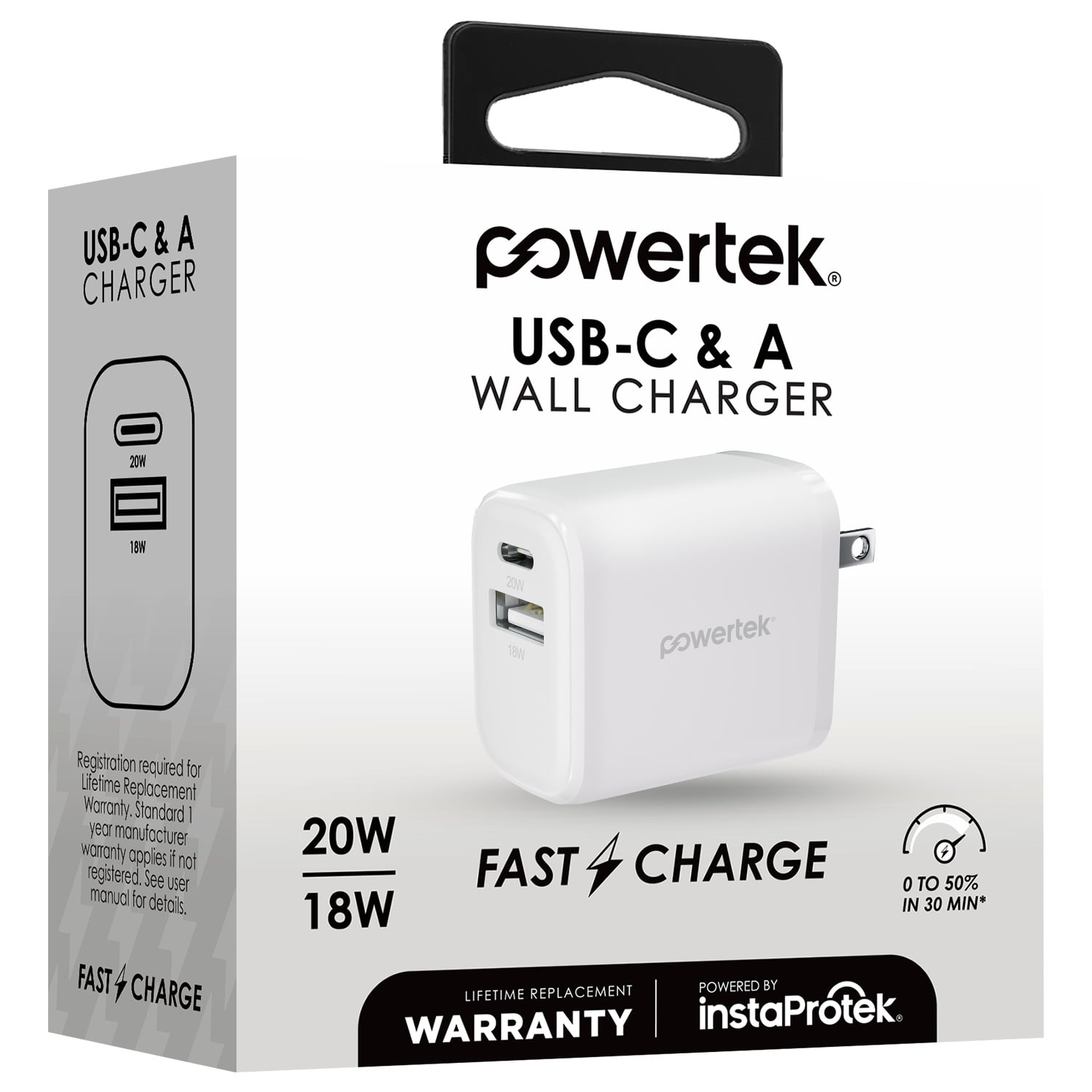 Liquipel Powertek Pastel Velvet 20W Combo Wall Charger - White