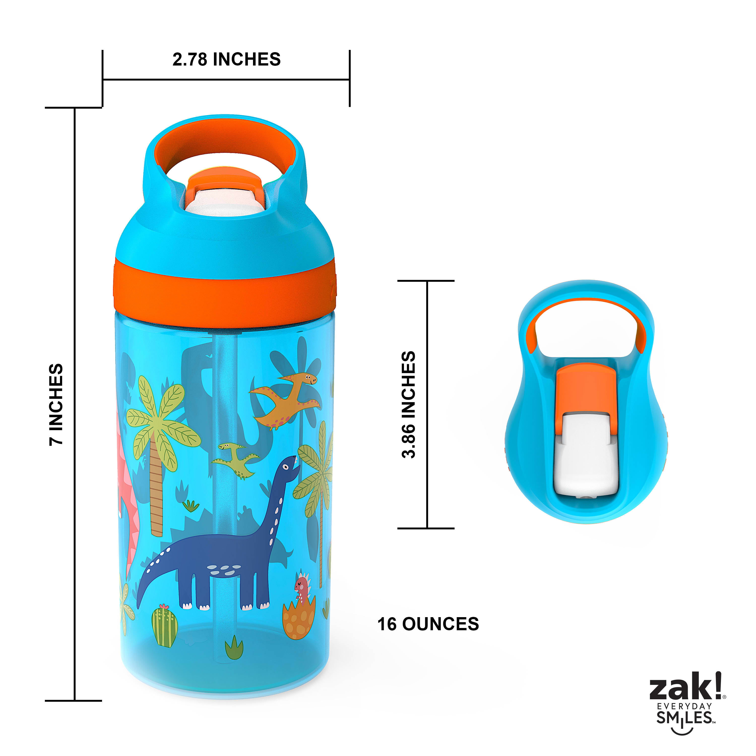 Zak Designs 6827-T351 Riverside Water Bottles, 16 oz, Beach Life