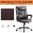 thumbnail image 3 of EBQOSK PU Leather Office Chair with Adjustable Flip-up Armrest,Lumbar Support, Strong Metal Base Brown, 3 of 7