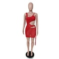 thumbnail image 3 of Yuemengxuan Female Solid Color Fashionable U-Neck Sleeveless One-Piece See-Through Sundress, 3 of 6