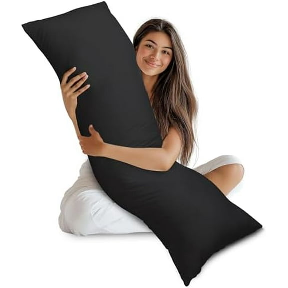 Full Body Pillow for Adults (Black, 20 x 54 Inch), Long Pillow Insert for Sleeping, Ideal for Side Sleepers