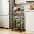 thumbnail image 6 of Rolling Pantry Storage Cart - 5-Tier Metal Portable Pantry Organizer with Wheels, Multi-Functional Storage Trolley for Kitchen, Office (Black), 6 of 10