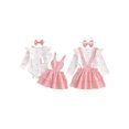 thumbnail image 2 of Miaouyo Infant Baby Girl Valentines Day Outfit 0 3 6 12 18 Months Cute Fashionable Long Sleeve Heart Bow Printed Romper with Headband, 2 of 9