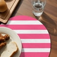 thumbnail image 3 of Pink Striped Round 15 Inch Placemats Set of 8, Modern Simple Monochrome Geometric White HeatResistant Non Slip Place Mats for Dining Table, Wipeable Braided Kitchen Table Mats for Housewarming, 3 of 9
