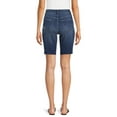 thumbnail image 2 of Time and Tru Women's High Rise Button Fly Denim Bermuda Short, 2 of 5