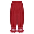 thumbnail image 6 of TiaoBug Womens Lace Trim Long Bloomers Loose Harem Pants Elastic Waist for Summer Home Casual Wear Red L, 6 of 7