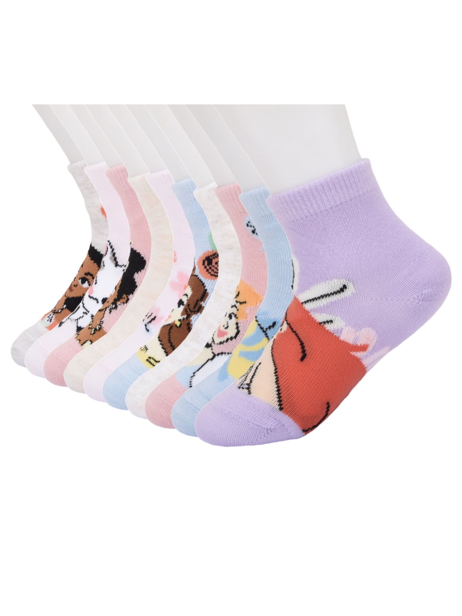 Disney Princess Infant Toddler 10-Pack Ankle Socks, Sizes 12M-5T