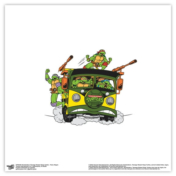Gallery Pops Nickelodeon Teenage Mutant Ninja Turtles - Party Wagon Wall Art, Unframed Version, 12" x 12"