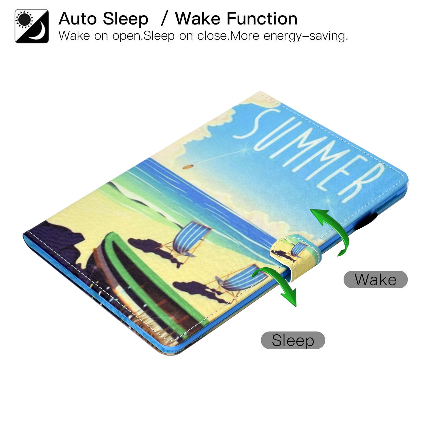 iPad Pro 10.5 Inch Case, Allytech Slim Lightweight Folio Kickstand Mutiple Angle Stand Auto Sleep Wake Smart Cover with Cards & Pencil Holder Wallet Case Cover for Apple iPad Pro 10.5", Summer Beach