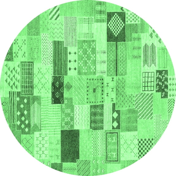 Ahgly Company Indoor Round Abstract Emerald Green Modern Area Rugs, 6' Round