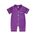 thumbnail image 3 of BemeyourBBs Newborn Baby Girl Boy Silk Satin Pajamas Rompers Kids Short Sleeve Button Down Pjs Infant One Piece Jumpsuit Loungewear Sleepwear, 3 of 10