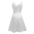 thumbnail image 3 of OSOLU Women Summer Mini Dresses Solid Color Sleeveless Ruched Hem Back Spaghetti Strap Zipper Dress Versatile Sundress Flowy 2025 Elegant Classy Dresses, 3 of 4