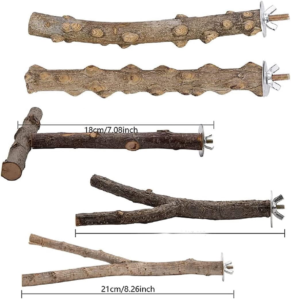Perchas Para Pájaros De Madera Natural - 8 Unidades, Para Jaulas De Cacatúas, Periquitos, Pinzones, Fácil Instalación