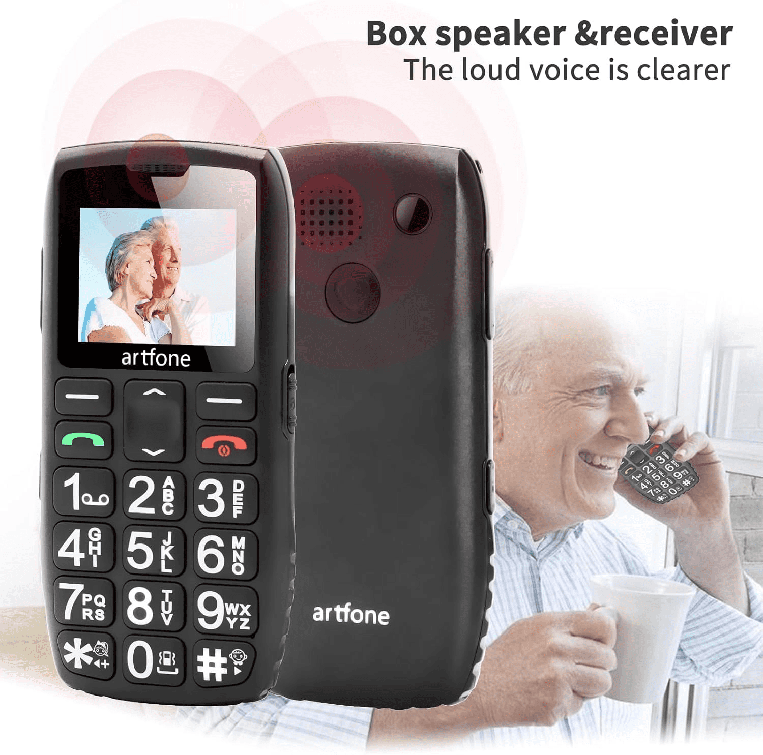 artfone C1+4G, Unlocked Cell Phone for Seniors, Basic Phone with Large Buttons, SOS Button, Loud Speaker, Speed Dial, FM Radio, Charging Dock, Black