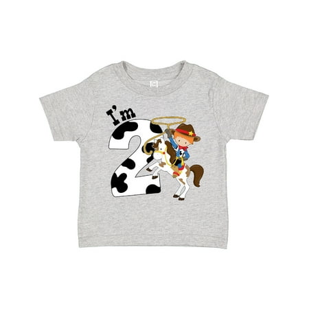 

Inktastic I m Two-cowboy Riding Horse Birthday Gift Toddler Boy Girl T-Shirt