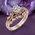 thumbnail image 3 of Boho & hippie 1.75 Carat Round Cut Diamond Moissanite Engagement Ring Set, Matching Curved Wedding Band in 925 Sterling Silver With 18k Rose Gold Plating Gift For Her, Promise Ring, Anniversary Ring, 3 of 3
