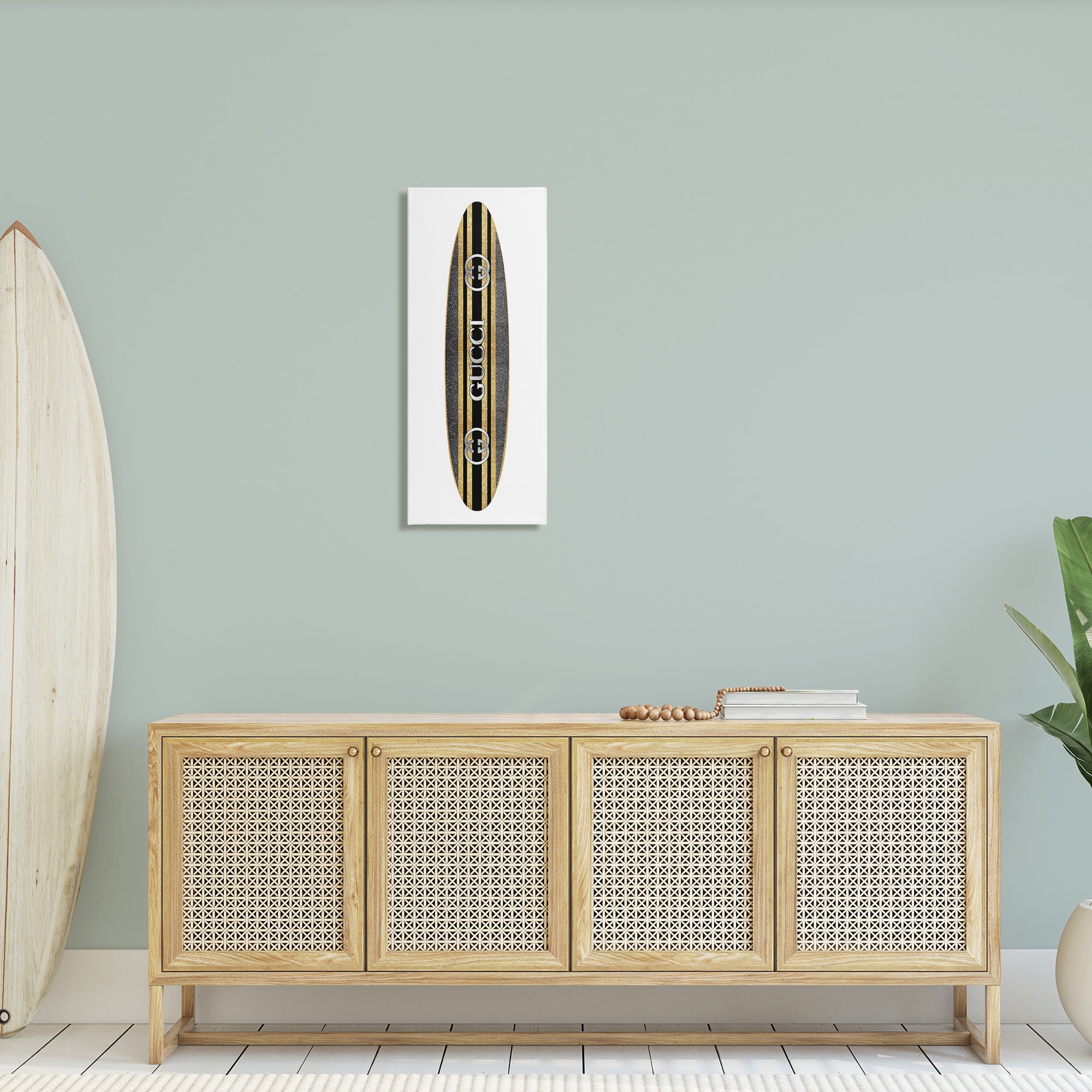 Stupell Industries Glam Brand Surfboard Nature Painting Gallery Wrapped Canvas Art Print Wall Art, 13 x 30