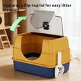 thumbnail image 2 of New Cat Litter Box with Lid - Plastic Tray with Leather Handle | Cat Litter Box with Pull-Out Drawer Tray, Scoop, Front Entry & Top Exit ,  Easy Clean, 2 of 9