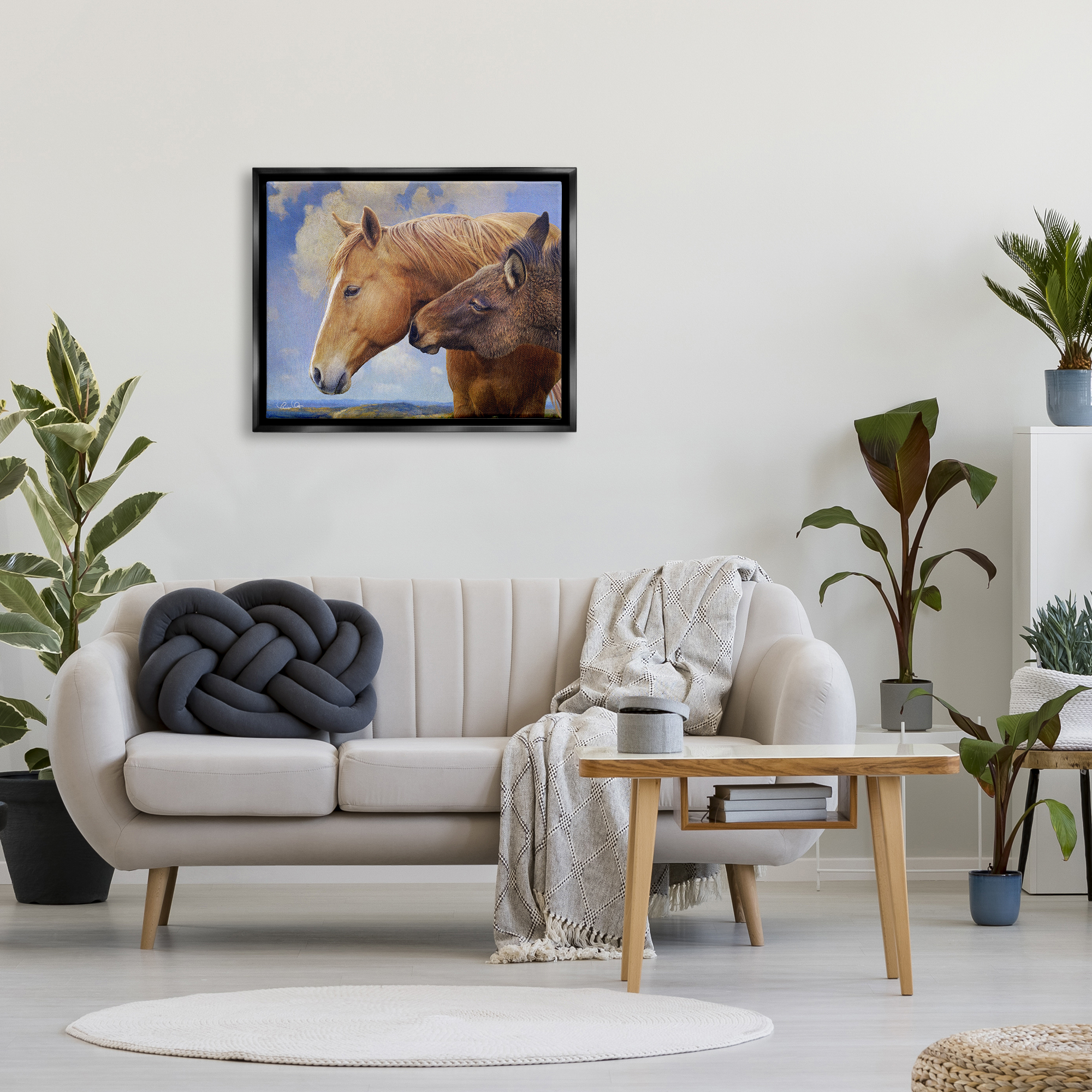 Stupell Farmhouse Horses Cuddle Nature Landscape Animals & Insects Photography Black Floater Framed Art Print Wall Art