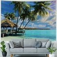 thumbnail image 4 of Nawypu  Beach Tapestry, Empty Hammock Between Palm Trees Beach with Vibrant Summer Sky Picture, Fabric Wall Hanging Decor for Bedroom Living Room Dorm, 40" X 60", Coconut Blue, 4 of 6