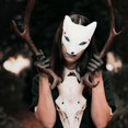 thumbnail image 3 of Animal Party Mask Fox Shape White Plush Material for Performance Costume Accessory 1Pack, 3 of 4