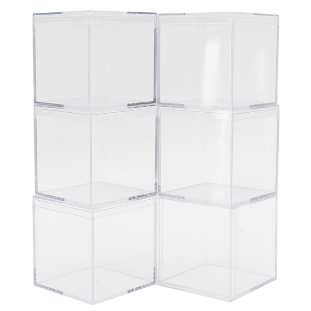 Juego de 6 cajas de plástico transparente con tapa independiente para almacenar caramelos, regalos de fiesta