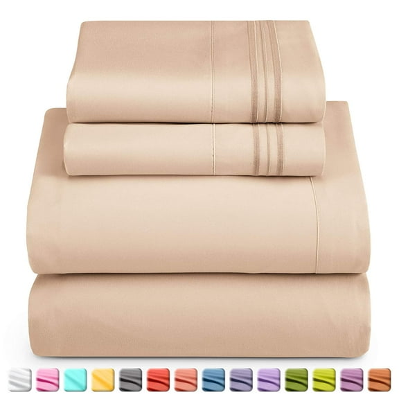 Lammaloe King Sheet Sets, 1800 Series Deep Pocket 4 Piece, Luxury Soft Microfiber Bed Sheet Sets, TAUPE SAND