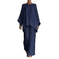 thumbnail image 2 of Mifsaly 2 Piece Sets for Women Summer Cotton Linen Matching Lounge Outfits Oversized Batwing Sleeve High Low Hem Tunic Top and Side Slit Wide Leg Pants L, 2 of 5