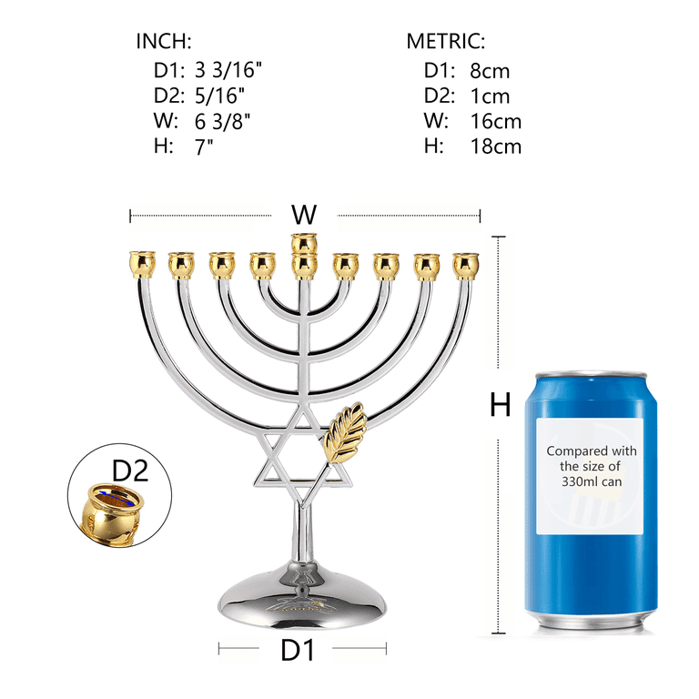 BRTAGG Silver-Plated Menorah Candle Cups, 9 Branches, 7" photo 2