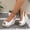White, variant on Women's Summer Wedge Heel Strappy Sandals, Open Toe Woven Design, Ankle Strap Platform Beach Shoes for Casual Comfort Daily Wear Pink 35