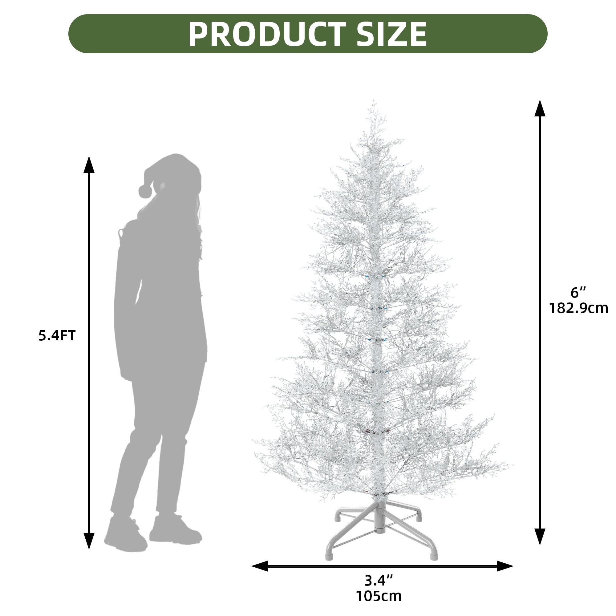 Uforic 6 ft Prelit Artificial Christmas Tree with 550 PE Tips & 300 Lights, Remote Control, White