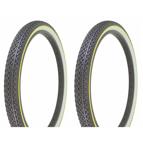 two Tire Duro 26 x 2.125 Black/White Side Wall Yellow Line HF-133.