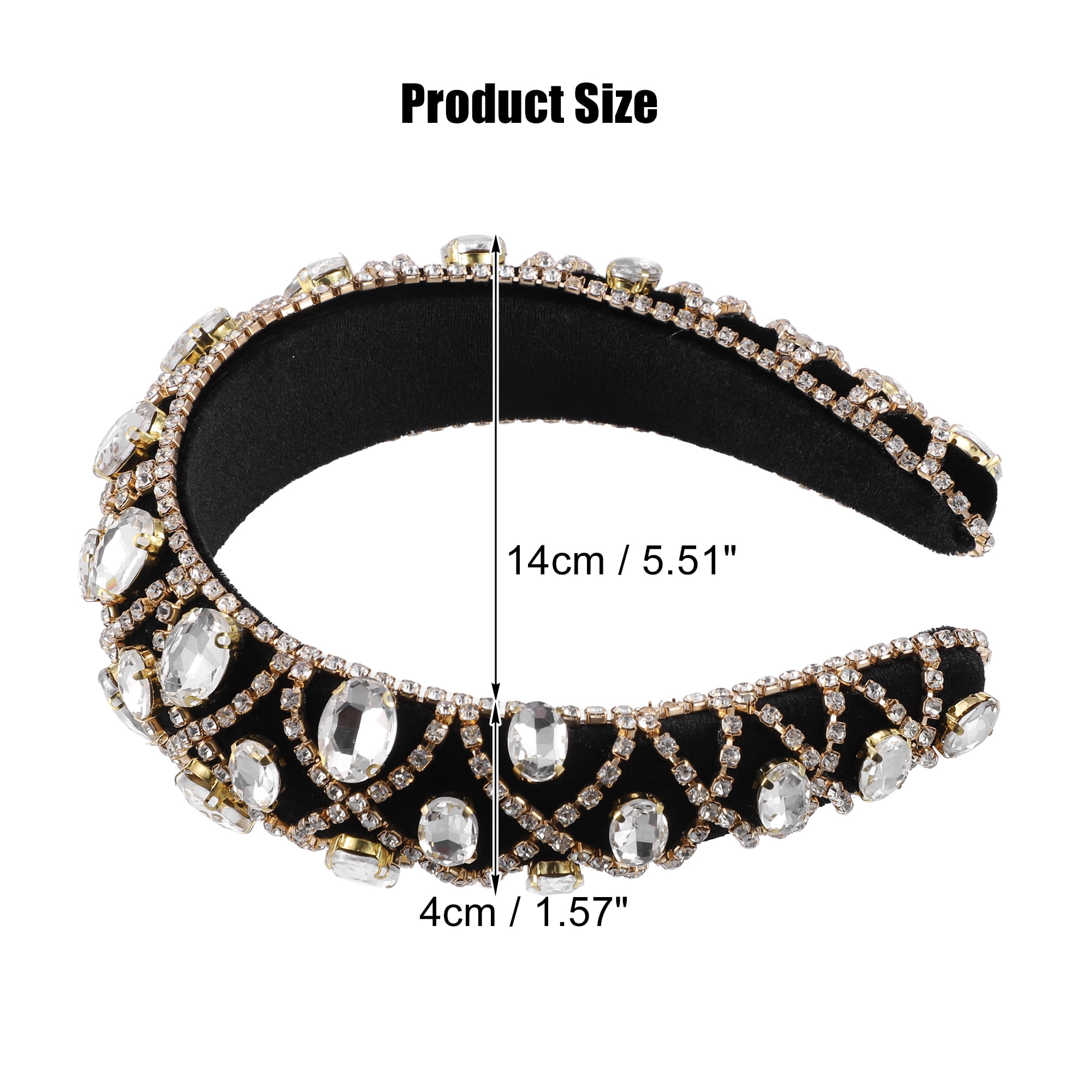 Unique Bargains Faux Crystal Padded Headband Gold Tone
