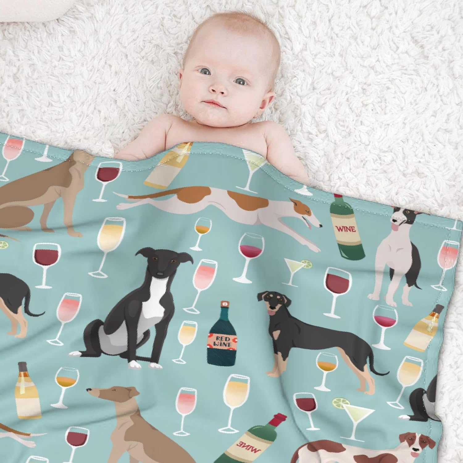 Cute Greyhound Dog Fleece Flannel Gift Blanket Lightweight Soft Throw Puppy Dog Lovers Gift Blanket for Women Men Funny Decoration Gift Blanket for Bed Couch Travel Outdoor 50''''x 60'''' for Teens