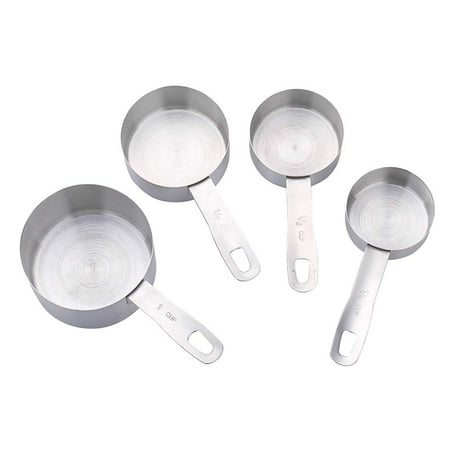 

Set of 4 Food Grade Stainless Steel Measuring Cups Short Handle Nested Baking Tablespoons Food Measuring Spoons 60ML/80ML/125ML/250ML for Dry and Liquid Flavors (Silver)