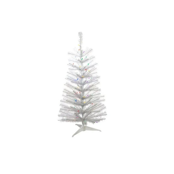 KSA 3' Pre-Lit Glisten Pine Tree Artificial Christmas Tree, Multicolored LED Lights