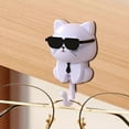 thumbnail image 7 of Cat Key Holder for Wall with Sunglasses, No Drill Adhesive Hooks for Keys, Hats, Coats & Towels, Cute Cartoon Cat Wall Decor for Apartment, Kitchen, Office and Bathroom Organization, Purple-2pc, 7 of 7