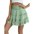 thumbnail image 3 of Womens Summer Flowy High Waist Ruffle Casual Cute Boho Beach Short Skirts Built-in Shorts Light Green M, 3 of 8