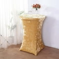 thumbnail image 4 of Efavormart Champagne Crushed Velvet Stretch Fitted Round Highboy Cocktail Table Cover, 4 of 5
